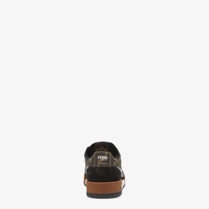 Fendi Fendi Match Fendi Match Sneakers Brown FF Jacquard And Black Suede Fabric Lowtops 8211 Men