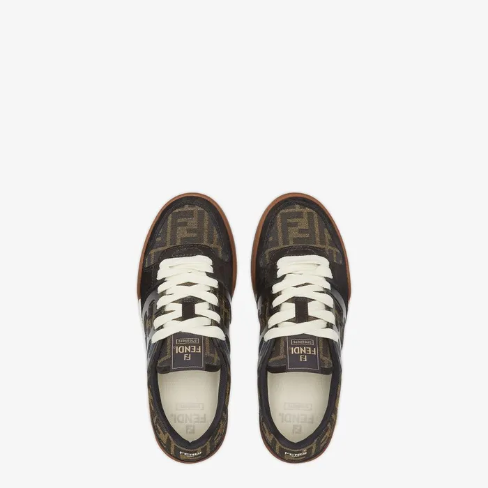 Fendi Fendi Match Fendi Match Sneakers Brown FF Jacquard And Black Suede Fabric Lowtops 8211 Men