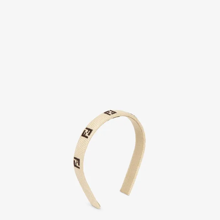 Fendi Hair Accessories Headband Beige Interlaced Viscose Fiber Hair Band 8211 Women