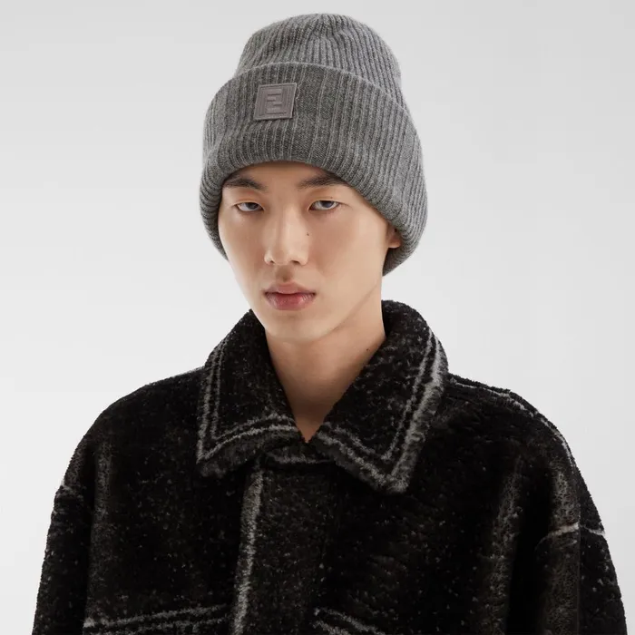 Fendi Hats and Gloves Beanie Gray Wool And Cashmere Hat 8211 Men