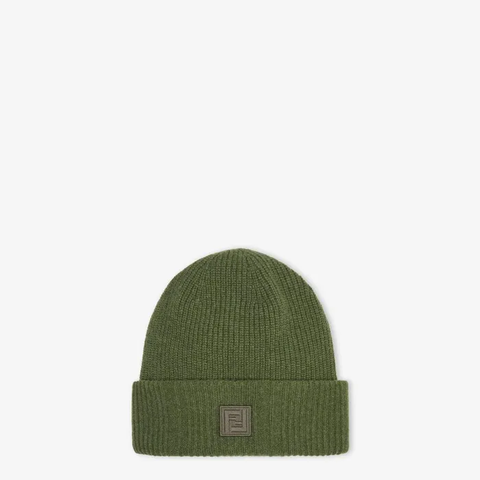 Fendi Hats and Gloves Beanie Green Wool And Cashmere Hat 8211 Men