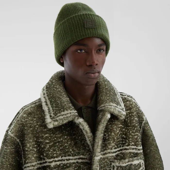 Fendi Hats and Gloves Beanie Green Wool And Cashmere Hat 8211 Men