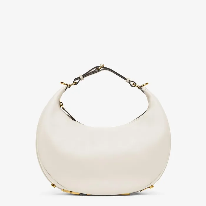 Fendi Hobo Bags Fendigraphy Medium White Leather Bag 8211 Women