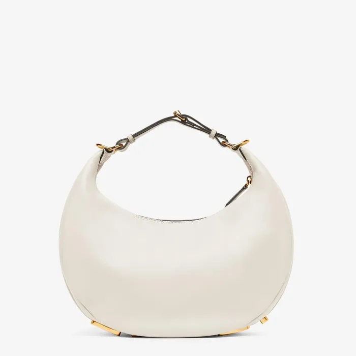 Fendi Hobo Bags Fendigraphy Medium White Leather Bag 8211 Women