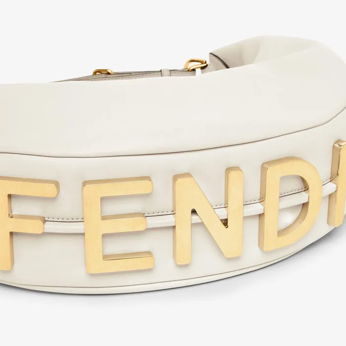 Fendi Hobo Bags Fendigraphy Medium White Leather Bag 8211 Women