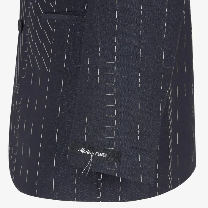 Fendi Jackets and Suits Jacket Blue Jacquard Wool Blazer 8211 Men