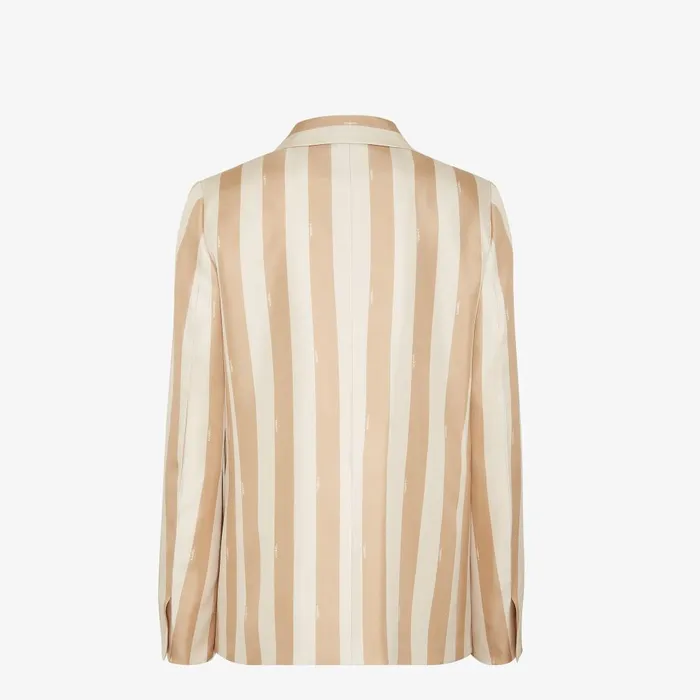 Fendi Jackets Jacket Beige Pequin Silk Blazer 8211 Women