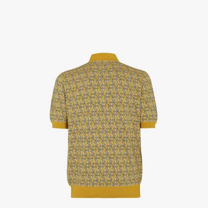 Fendi Knitwear Polo Shirt Yellow FF Labyrinth Wool Polo Shirt 8211 Men