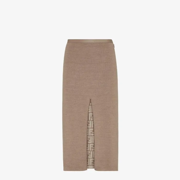 Fendi Knitwear Skirt Gray Wool Skirt 8211 Women