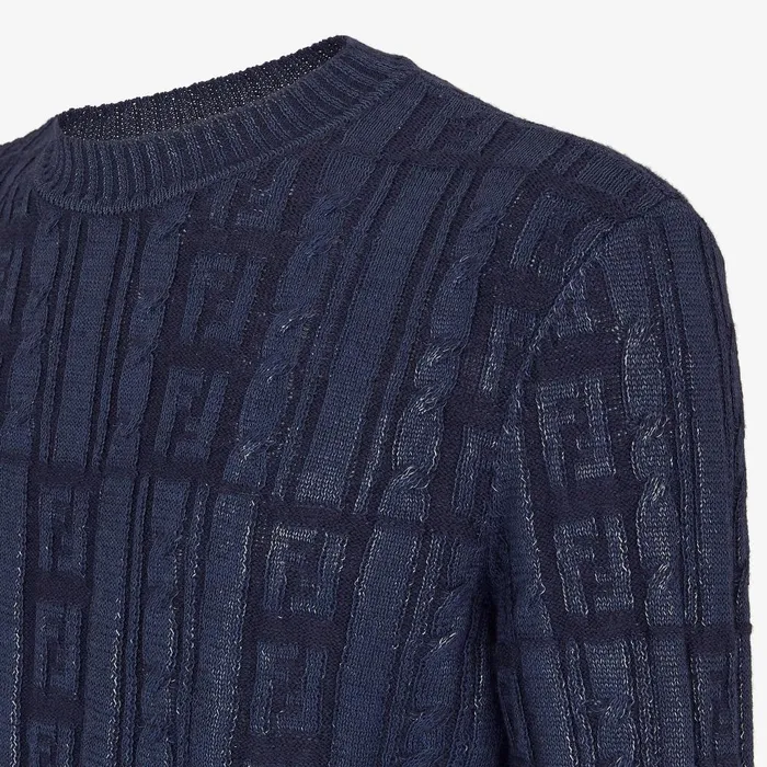 Fendi Knitwear Sweater Blue Wool Sweater 8211 Men
