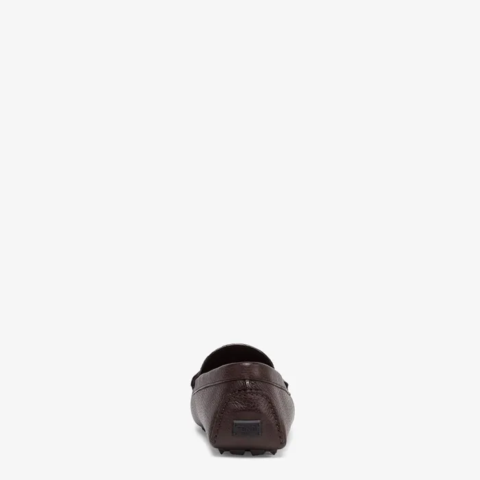 Fendi Loafers and Drivers Fendi O039Lock Driving Shoes Brown Leather And FF Jacquard Loafers 8211 Men