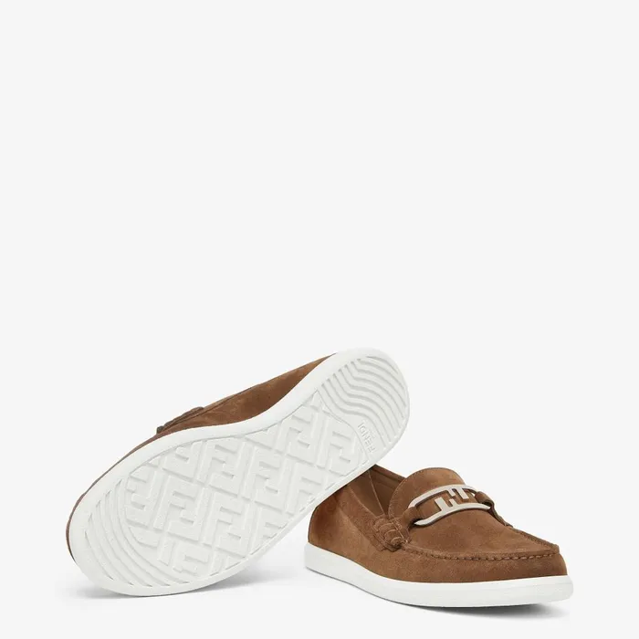 Fendi Loafers and Drivers Fendi OLock Light Loafers Brown Suede Loafers 8211 Men