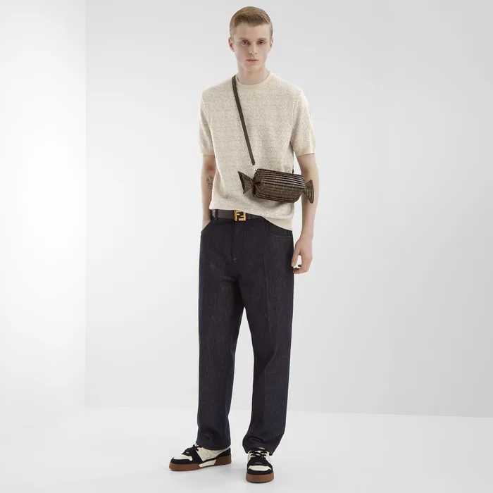 Fendi Mini Bags Fendi Caramella Bag Brown FF Canvas Bag 8211 Men