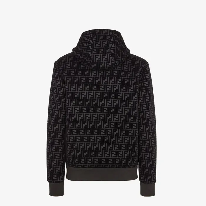Fendi Outerwear Blouson Jacket Black Jersey Sweatshirt 8211 Men