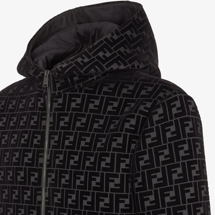 Fendi Outerwear Blouson Jacket Black Jersey Sweatshirt 8211 Men