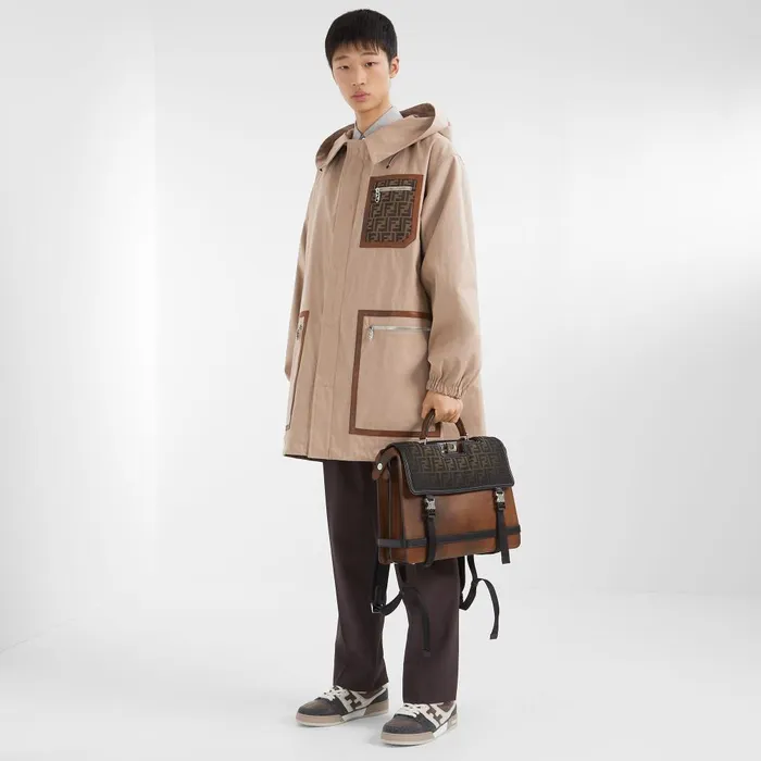 Fendi Outerwear Parka Brown Fabric Parka 8211 Men
