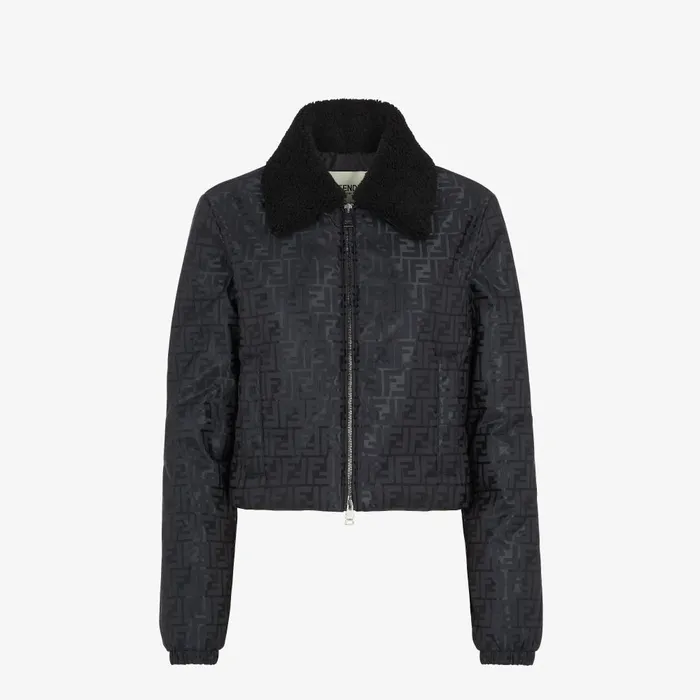 Fendi Outerwear Ski Jacket Black FF Nylon Jacket 8211 Women