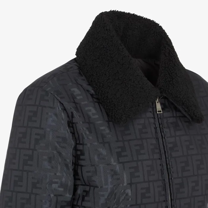 Fendi Outerwear Ski Jacket Black FF Nylon Jacket 8211 Women