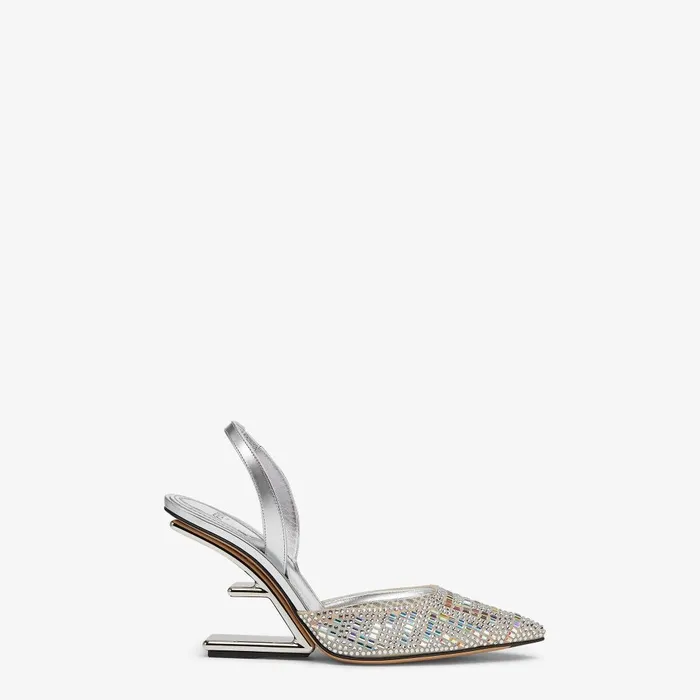 Fendi Pumps and Slingbacks Fendi First Silvercolored Rhinestone Highheeled Slingbacks 8211 Women