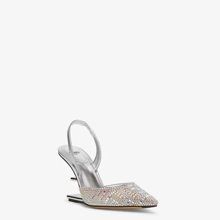 Fendi Pumps and Slingbacks Fendi First Silvercolored Rhinestone Highheeled Slingbacks 8211 Women