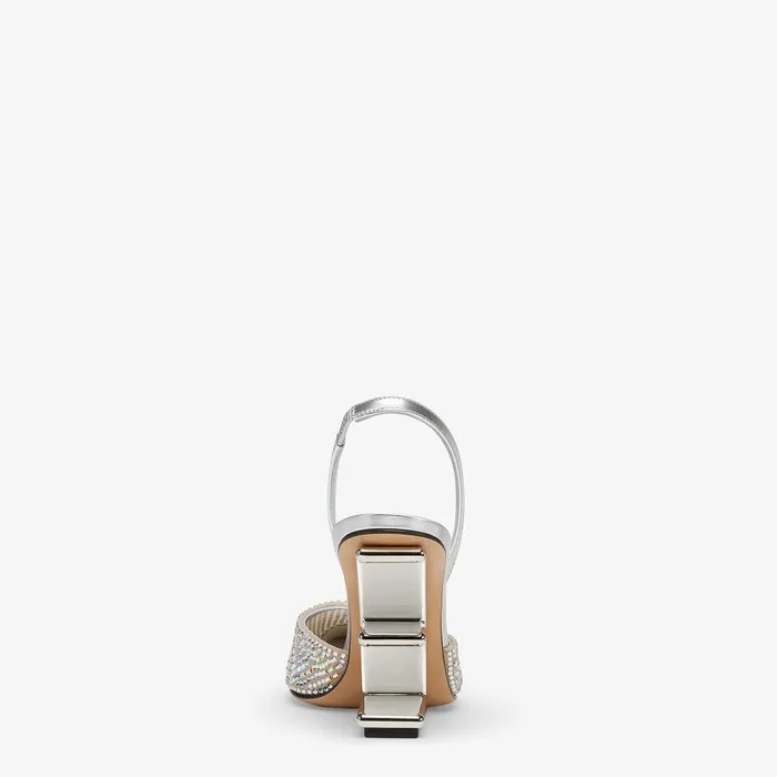 Fendi Pumps and Slingbacks Fendi First Silvercolored Rhinestone Highheeled Slingbacks 8211 Women