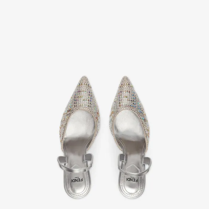 Fendi Pumps and Slingbacks Fendi First Silvercolored Rhinestone Highheeled Slingbacks 8211 Women