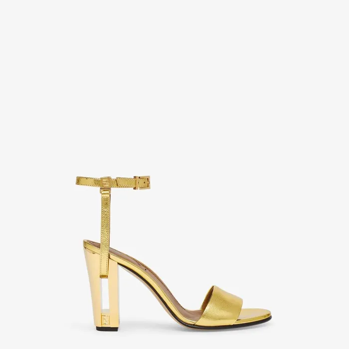 Fendi Sandals and Mules Delfina Gold Leather Highheeled Sandals 8211 Women