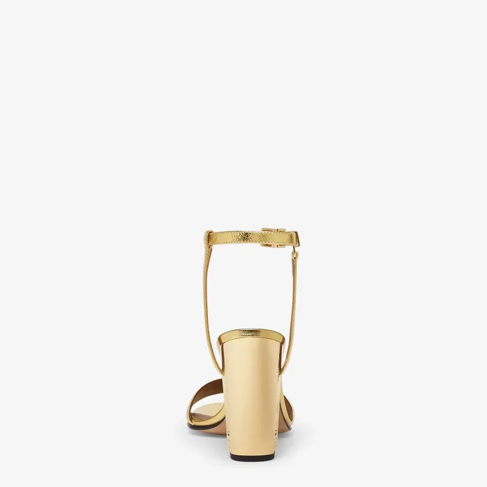 Fendi Sandals and Mules Delfina Gold Leather Highheeled Sandals 8211 Women