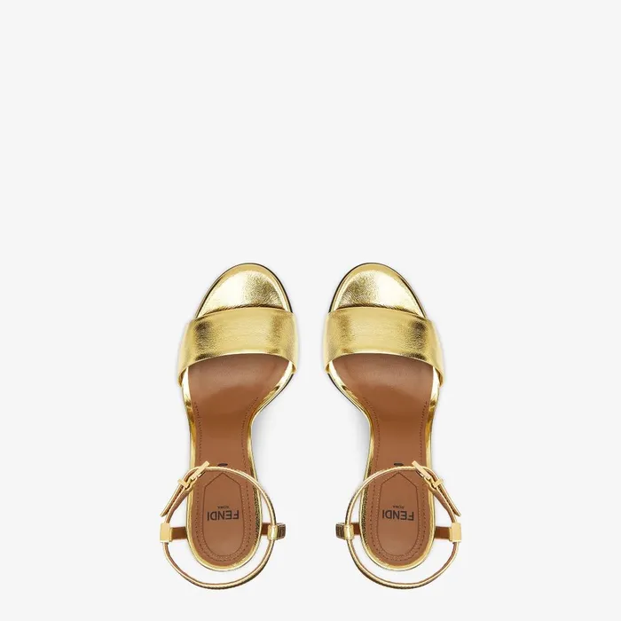 Fendi Sandals and Mules Delfina Gold Leather Highheeled Sandals 8211 Women