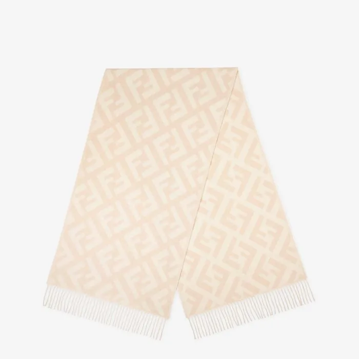 Fendi Scarves and Ponchos FF Scarf Pale Pink Cashmere Scarf 8211 Women