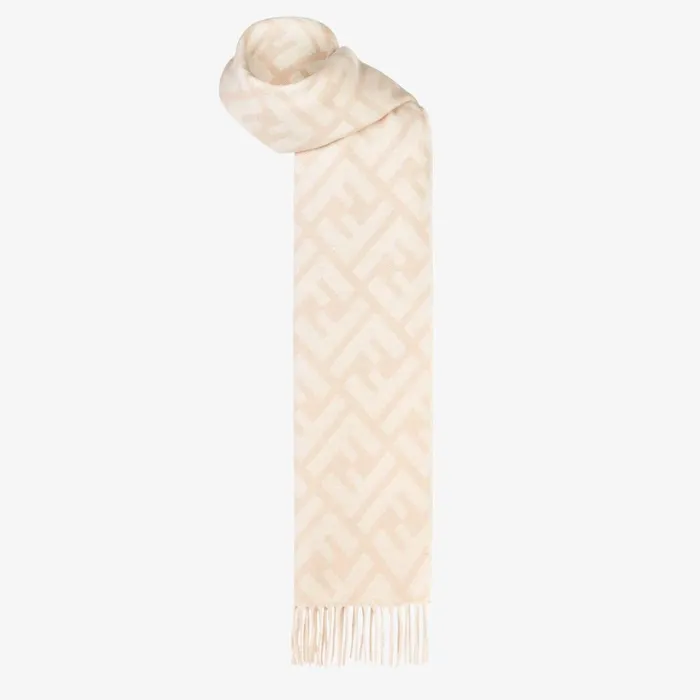 Fendi Scarves and Ponchos FF Scarf Pale Pink Cashmere Scarf 8211 Women