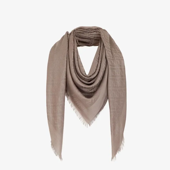 Fendi Scarves and Ponchos FF Shawl Dove Gray Shawl With Metallic Yarn 8211 Women