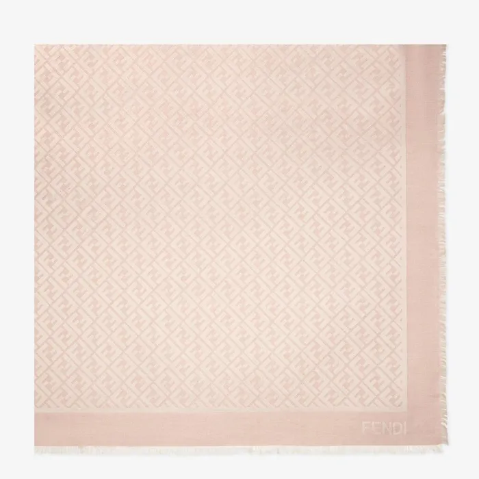 Fendi Scarves and Ponchos FF Shawl Pink Organic Silk Shawl 8211 Women