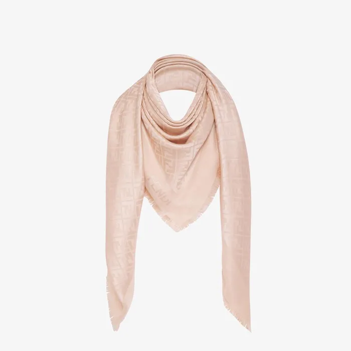 Fendi Scarves and Ponchos FF Shawl Pink Organic Silk Shawl 8211 Women