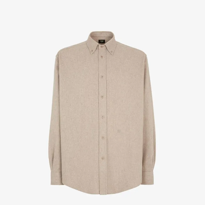 Fendi Shirts Shirt Beige Wool Shirt 8211 Men