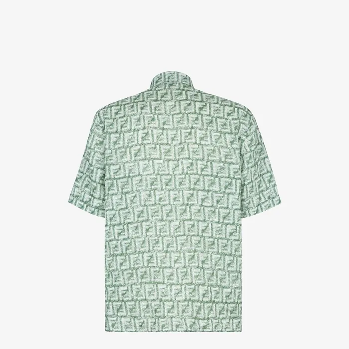 Fendi Shirts Shirt Green FF Linen Shirt 8211 Men