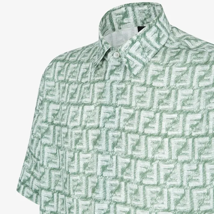 Fendi Shirts Shirt Green FF Linen Shirt 8211 Men