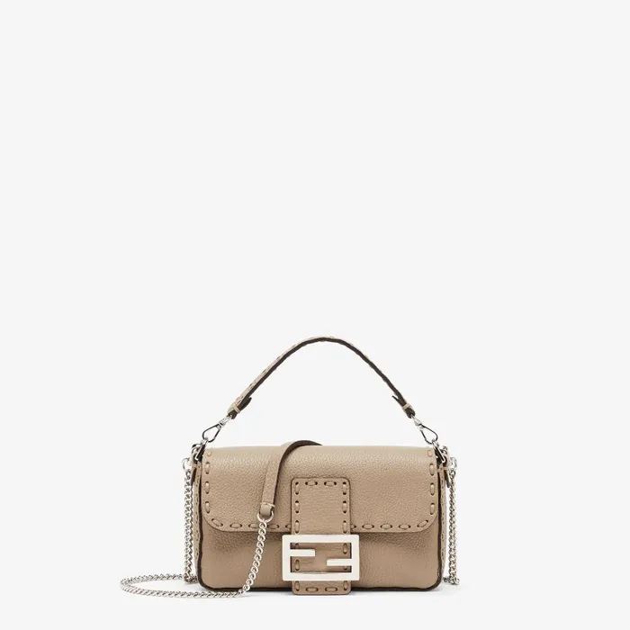 Fendi Shoulder and Crossbody Bags Baguette Mini Dove Gray Selleria Bag With 309 Handsewn Topstitches 8211 Women Fendi Shoulder and Crossbody Bags Baguette Mini Dove Gray Selleria Bag With 309 Handsewn Topstitches 8211 Women