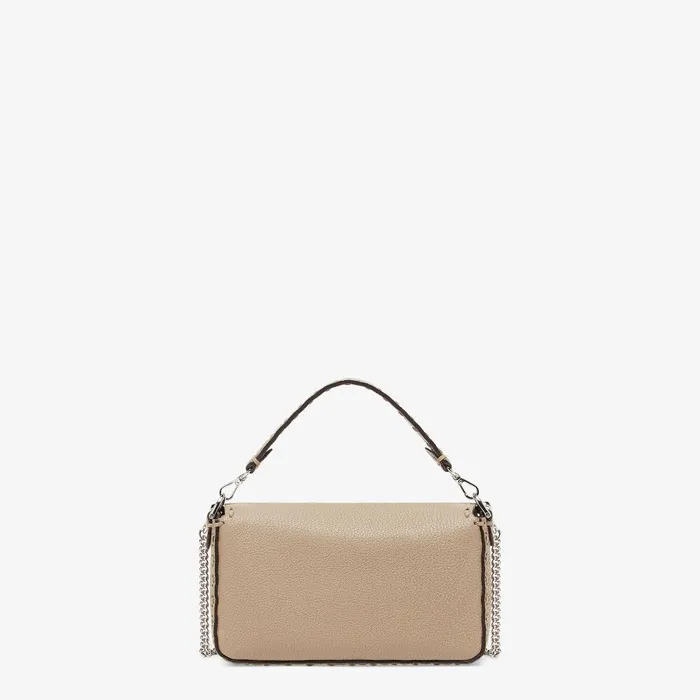 Fendi Shoulder and Crossbody Bags Baguette Mini Dove Gray Selleria Bag With 309 Handsewn Topstitches 8211 Women