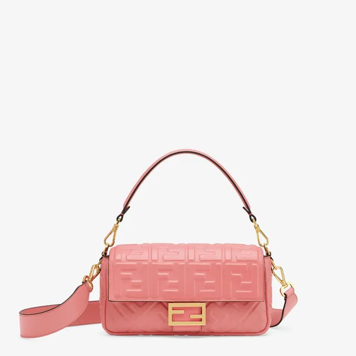 Fendi Shoulder and Crossbody Bags Baguette Pink Nappa Leather Bag 8211 Women