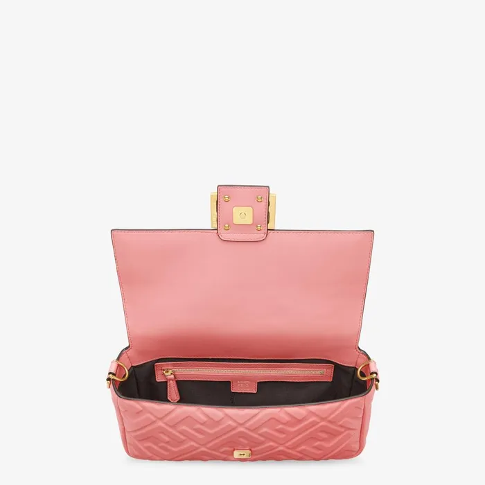 Fendi Shoulder and Crossbody Bags Baguette Pink Nappa Leather Bag 8211 Women