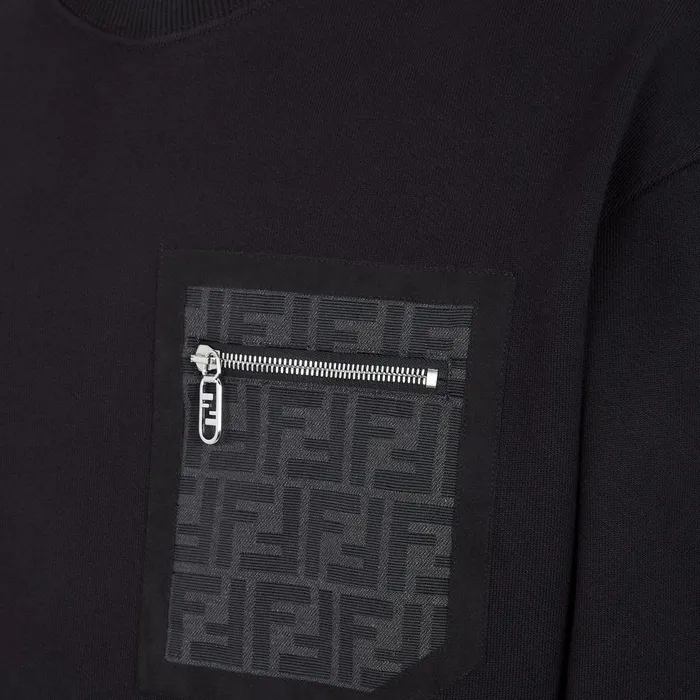 Fendi Sweatshirts Sweatshirt Black Jersey Sweatshirt 8211 Men