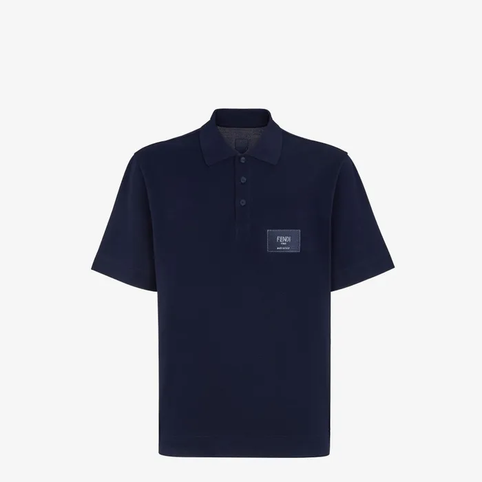 Fendi Tshirts and Polos Polo Shirt Blue Cotton Polo Shirt 8211 Men