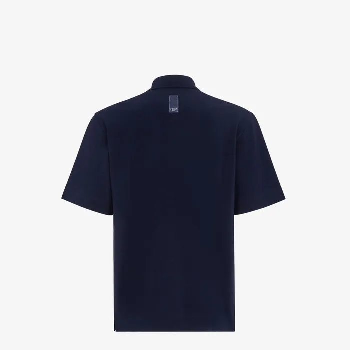 Fendi Tshirts and Polos Polo Shirt Blue Cotton Polo Shirt 8211 Men