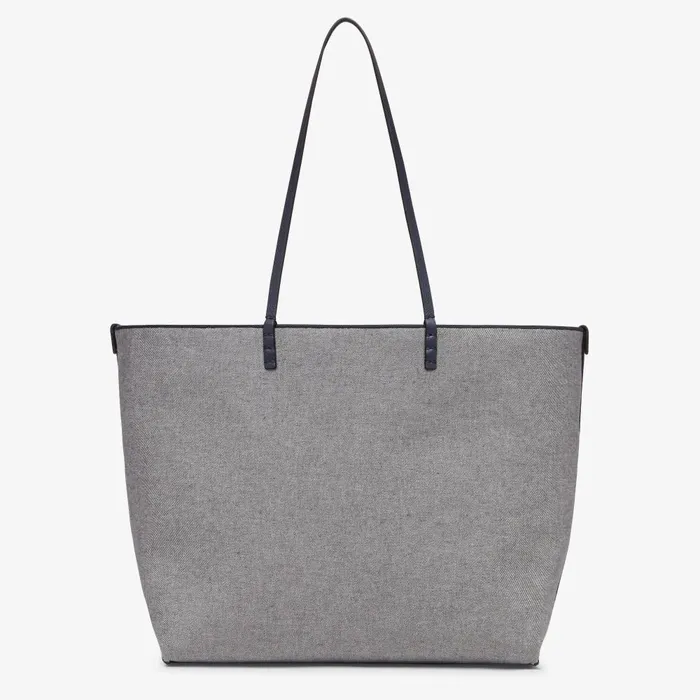 Fendi Tote Bags Large Roll Dark Blue FF Chenille Shopper 8211 Women