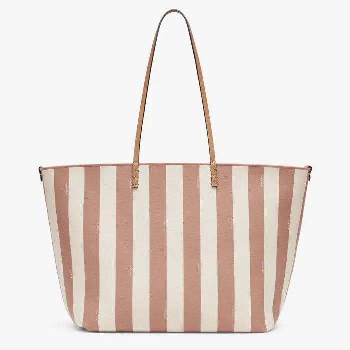 Fendi Tote Bags Large Roll Reversible Shopper In Pequin Striped And Beige FF Fabric 8211 Women Fendi Tote Bags Large Roll Reversible Shopper In Pequin Striped And Beige FF Fabric 8211 Women