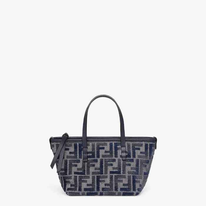 Fendi Tote Bags Mini Roll Dark Blue FF Chenille Minibag 8211 Women