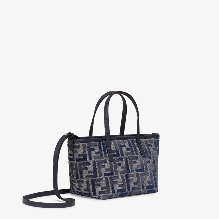 Fendi Tote Bags Mini Roll Dark Blue FF Chenille Minibag 8211 Women