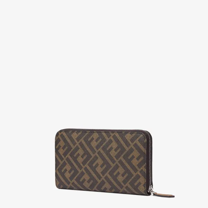 Fendi Wallets Fendi Diagonal Zip Around Brown Fabric Wallet 8211 Men