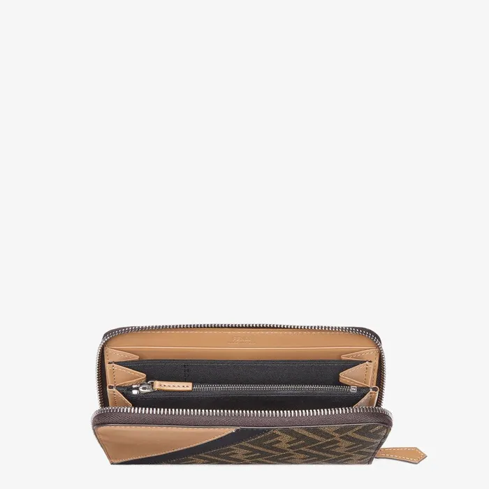 Fendi Wallets Fendi Diagonal Zip Around Brown Fabric Wallet 8211 Men